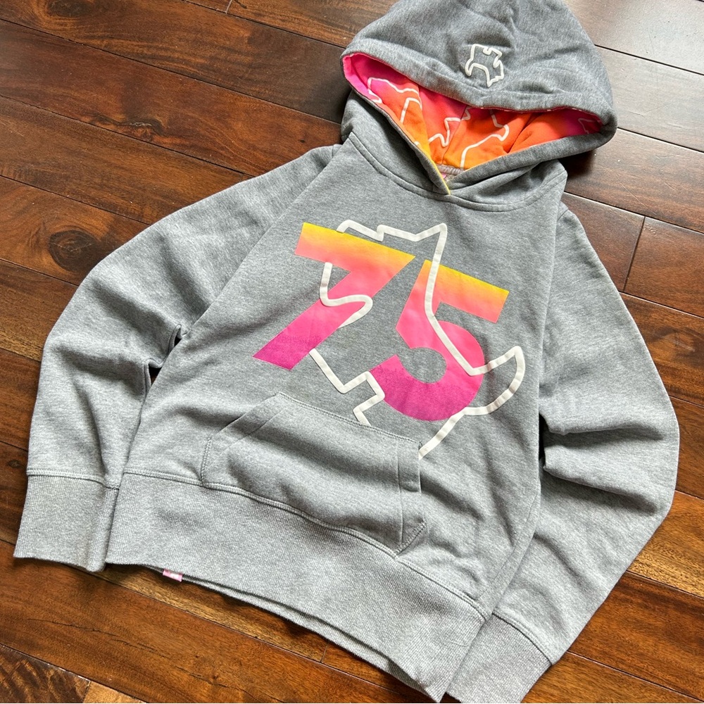 Gray Hoodie with Pink & Orange Accents